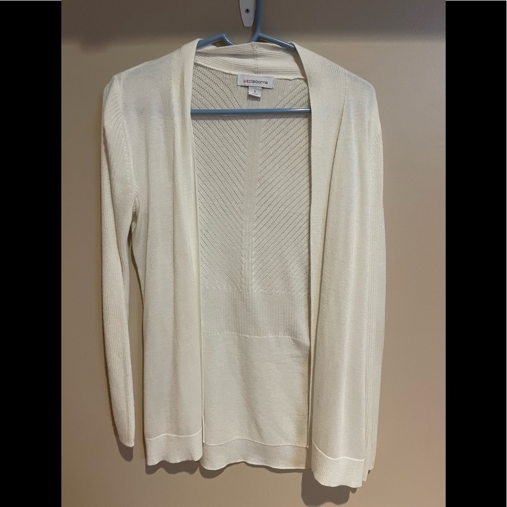 White cardigan sweater